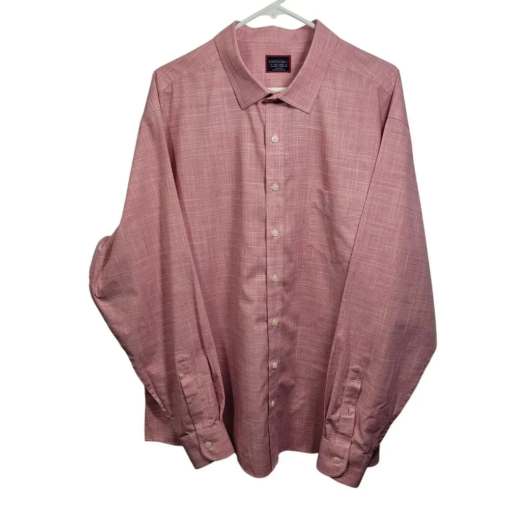 Untuckit Men's Button Front Pink Plaid Shirt Size 2XL 41726-1334 - Picture 1 of 8